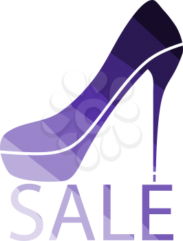 High Heel Shoe On Sale Sign Icon. Flat Color Ladder Design. Vector Illustration.