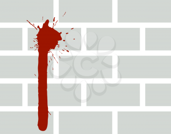 Blood On Brick Wall Icon. Flat Color Design. Vector Illustration.