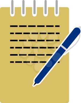 Notebook With Pen Icon. Flat Color Design. Vector Illustration.