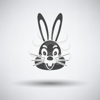 Easter Rabbit Icon. Dark Gray on Gray Background With Round Shadow. Vector Illustration.
