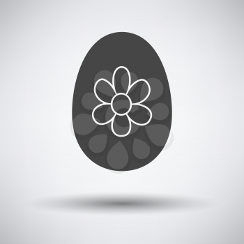 Easter Egg With Ornate Icon. Dark Gray on Gray Background With Round Shadow. Vector Illustration.