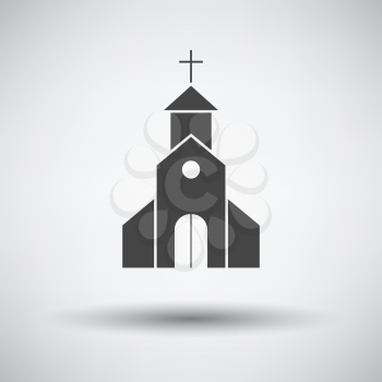 Church Icon. Dark Gray on Gray Background With Round Shadow. Vector Illustration.