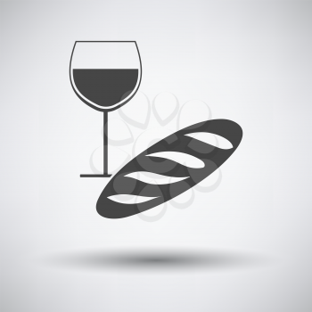 Easter Wine And Bread Icon. Dark Gray on Gray Background With Round Shadow. Vector Illustration.