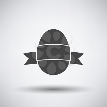 Easter Egg With Ribbon Icon. Dark Gray on Gray Background With Round Shadow. Vector Illustration.