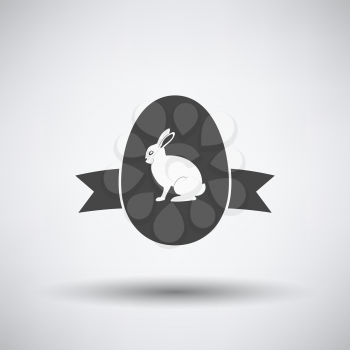 Easter Egg With Ribbon Icon. Dark Gray on Gray Background With Round Shadow. Vector Illustration.