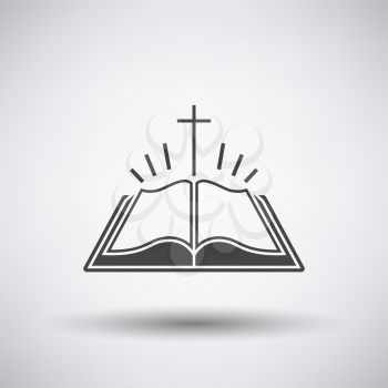 Holly Bible Icon. Dark Gray on Gray Background With Round Shadow. Vector Illustration.