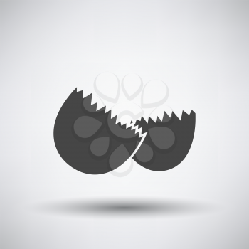 Empty Egg Shell Icon. Dark Gray on Gray Background With Round Shadow. Vector Illustration.