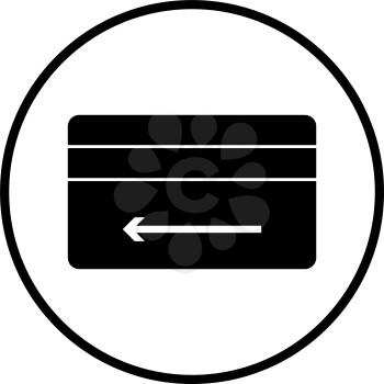 Cash Back Credit Card Icon. Thin Circle Stencil Design. Vector Illustration.