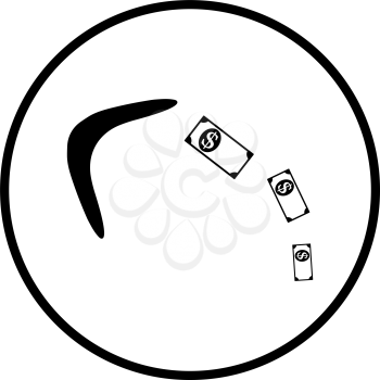 Cashback Boomerang Icon. Thin Circle Stencil Design. Vector Illustration.