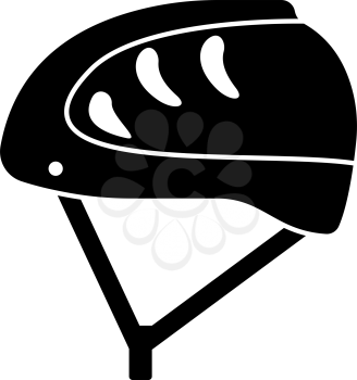 Climbing Helmet Icon. Black on Orange Background. Vector Illustration.