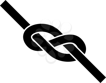 Alpinist Rope Knot Icon. Black on Orange Background. Vector Illustration.