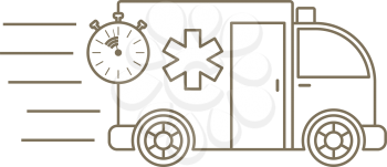 Fast Ambulance Car Icon. Editable Stroke Simple Design. Vector Illustration.