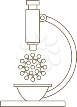 Research Coronavirus By Microscope Icon. Editable Stroke Simple Design. Vector Illustration.