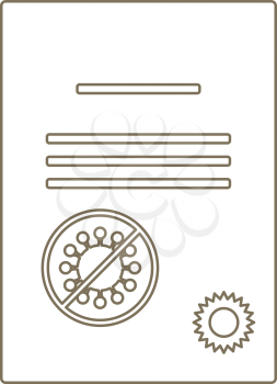 No Coronavirus Certificate Icon. Editable Stroke Simple Design. Vector Illustration.