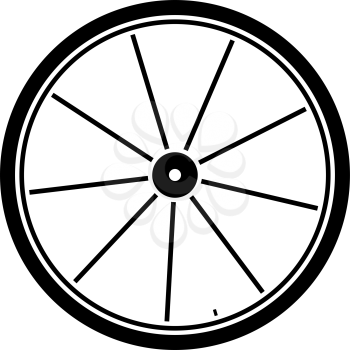 Bike Wheel Icon. Black on White Background With Shadow. Vector Illustration.