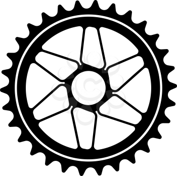Bike Gear Star Icon. Black on White Background With Shadow. Vector Illustration.