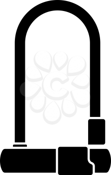 Bike Lock Icon. Black on White Background With Shadow. Vector Illustration.