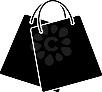 Two Shopping Bags Icon. Black Stencil Design. Vector Illustration.