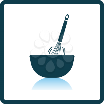 Corolla Mixing In Bowl Icon. Square Shadow Reflection Design. Vector Illustration.
