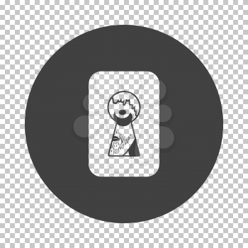 Criminal Peeping Through Keyhole Icon. Subtract Stencil Design on Tranparency Grid. Vector Illustration.
