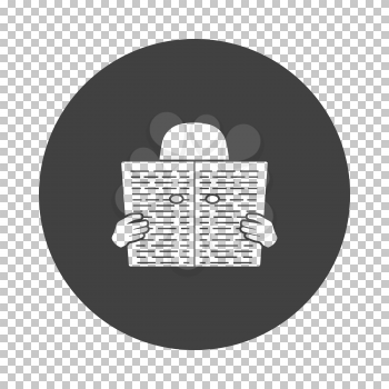 Newspaper Hole Icon. Subtract Stencil Design on Tranparency Grid. Vector Illustration.