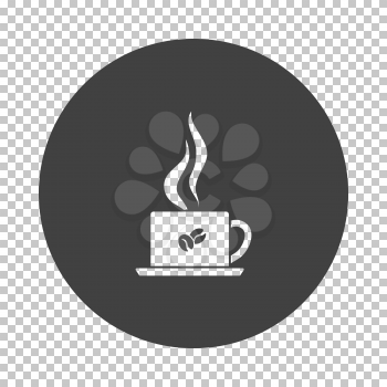 Smoking Cofee Cup Icon. Subtract Stencil Design on Tranparency Grid. Vector Illustration.