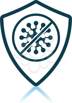 Shield From Coronavirus Icon. Shadow Reflection Design. Vector Illustration.