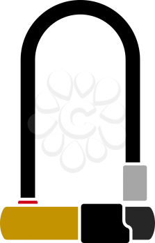 Bike Lock Icon. Flat Color Design. Vector Illustration.