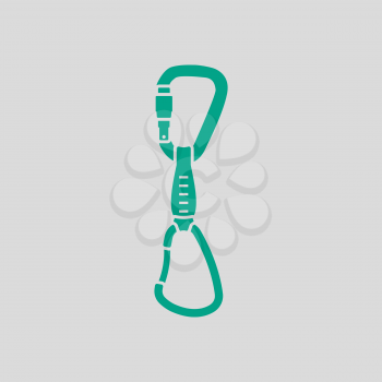 Alpinist Quickdraw Icon. Green on Gray Background. Vector Illustration.