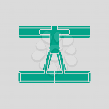 Alpinist Belay Belt Icon. Green on Gray Background. Vector Illustration.