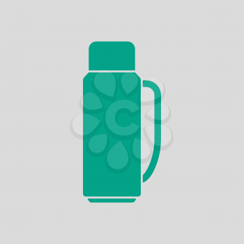 Alpinist Vacuum Flask Icon. Green on Gray Background. Vector Illustration.
