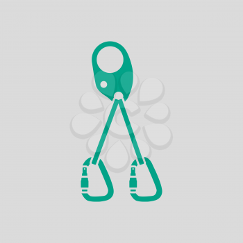 Alpinist Self Rescue System Icon. Green on Gray Background. Vector Illustration.