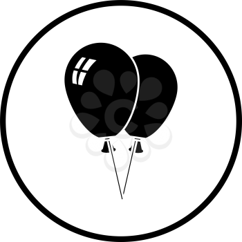 Two Balloons Icon. Thin Circle Stencil Design. Vector Illustration.