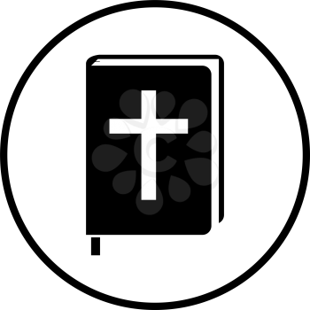 Holly Bible Icon. Thin Circle Stencil Design. Vector Illustration.