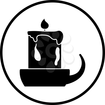 Candle In Candlestick Icon. Thin Circle Stencil Design. Vector Illustration.