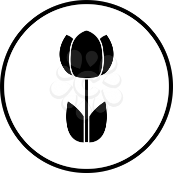 Spring Flower Icon. Thin Circle Stencil Design. Vector Illustration.