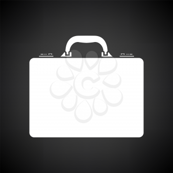 Business Briefcase Icon. White on Black Background. Vector Illustration.