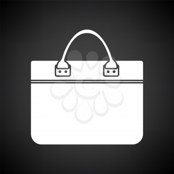 Business Woman Briefcase Icon. White on Black Background. Vector Illustration.