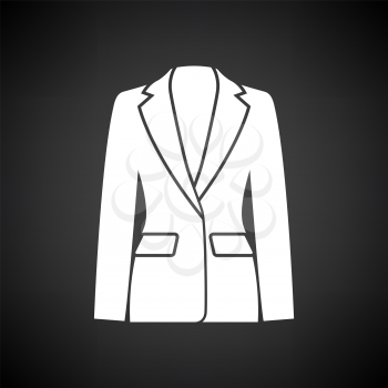 Business Woman Suit Icon. White on Black Background. Vector Illustration.