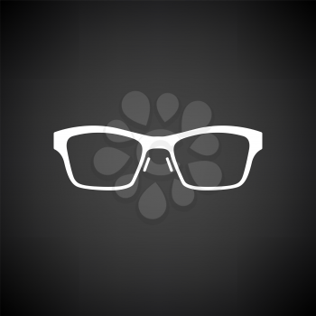 Business Woman Glasses Icon. White on Black Background. Vector Illustration.
