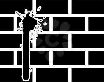 Blood On Brick Wall Icon. Black Stencil Design. Vector Illustration.
