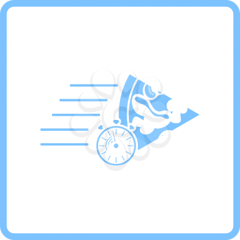 Pizza Delivery Icon. Blue Frame Design. Vector Illustration.