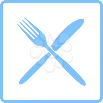 Fork And Knife Icon. Blue Frame Design. Vector Illustration.