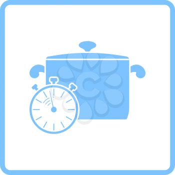 Pan With Stopwatch Icon. Blue Frame Design. Vector Illustration.