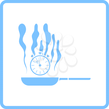 Pan With Stopwatch Icon. Blue Frame Design. Vector Illustration.
