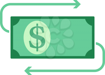 Cash Back Dollar Banknote Icon. Flat Color Design. Vector Illustration.