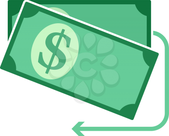 Cash Back Dollar Banknotes Icon. Flat Color Design. Vector Illustration.