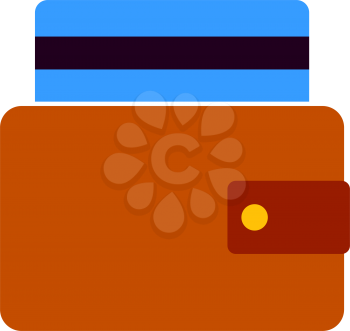 Credit Card Get Out From Purse Icon. Flat Color Design. Vector Illustration.