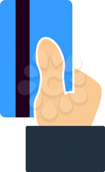 Hand Hold Crdit Card Icon. Flat Color Design. Vector Illustration.