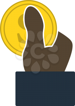 Hand Hold Dollar Coin Icon. Flat Color Design. Vector Illustration.